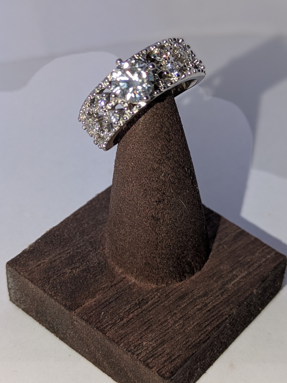 Classic Sterling Silver Pave With Classic Solitaire Moissanite